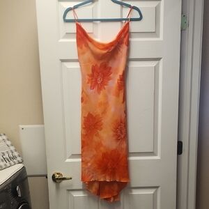 Teeze Me Orange Floral High Low Dress